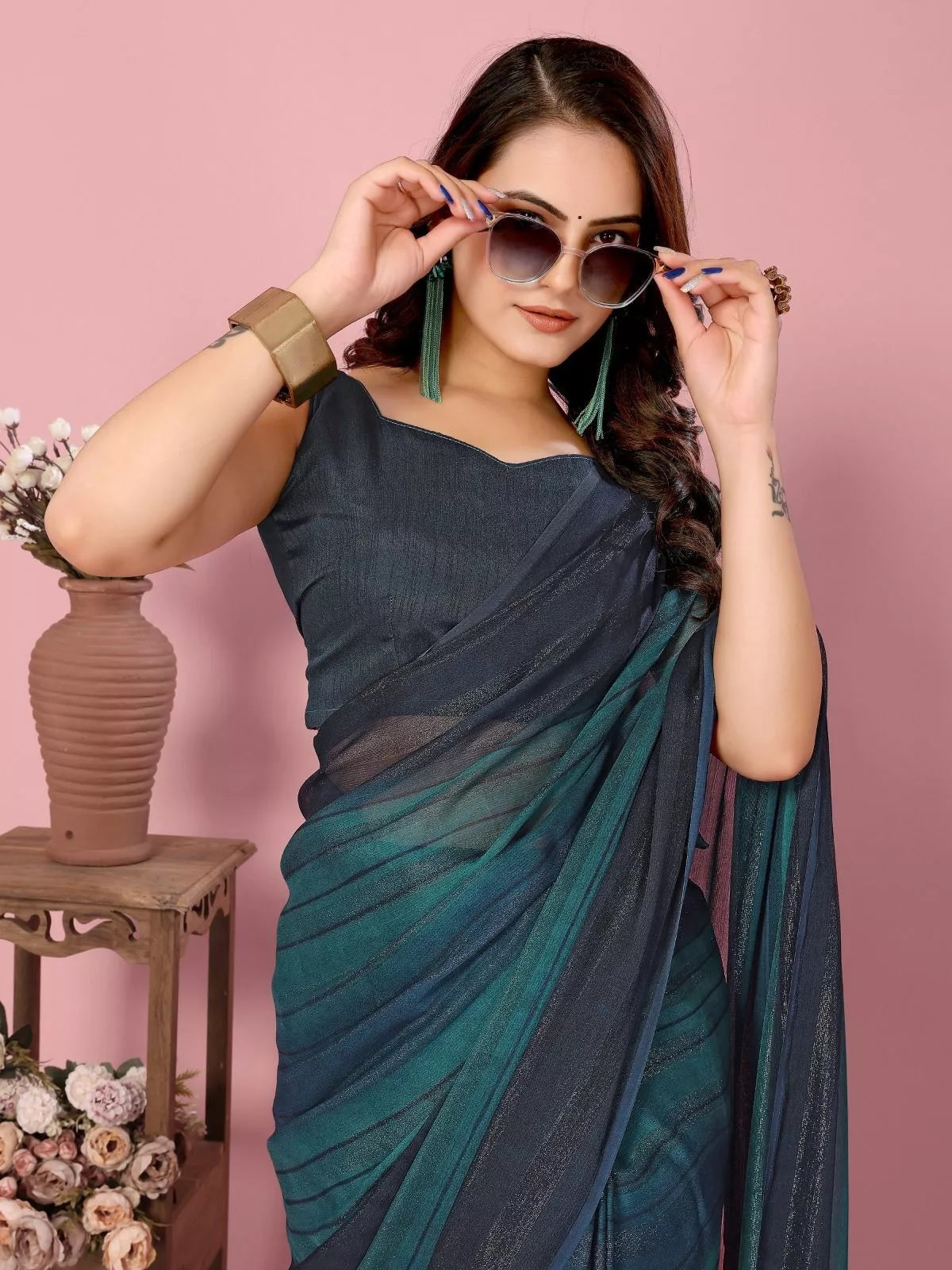 Traditional Rangoli Zari Silk Saree Blouse