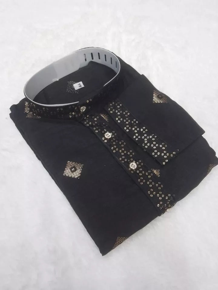 Ethnic Festival Classic Style Full Stitched Silk Men's Kurta & Pajama Set