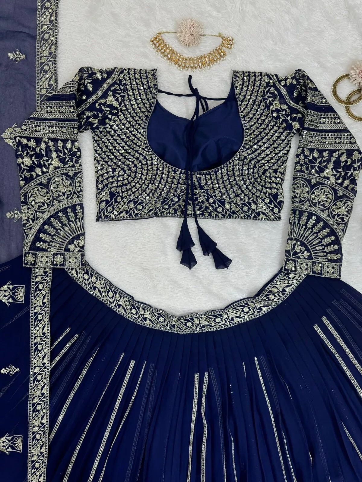 Designer Style Faux Georgette Lehenga Blouse & Dupatta
