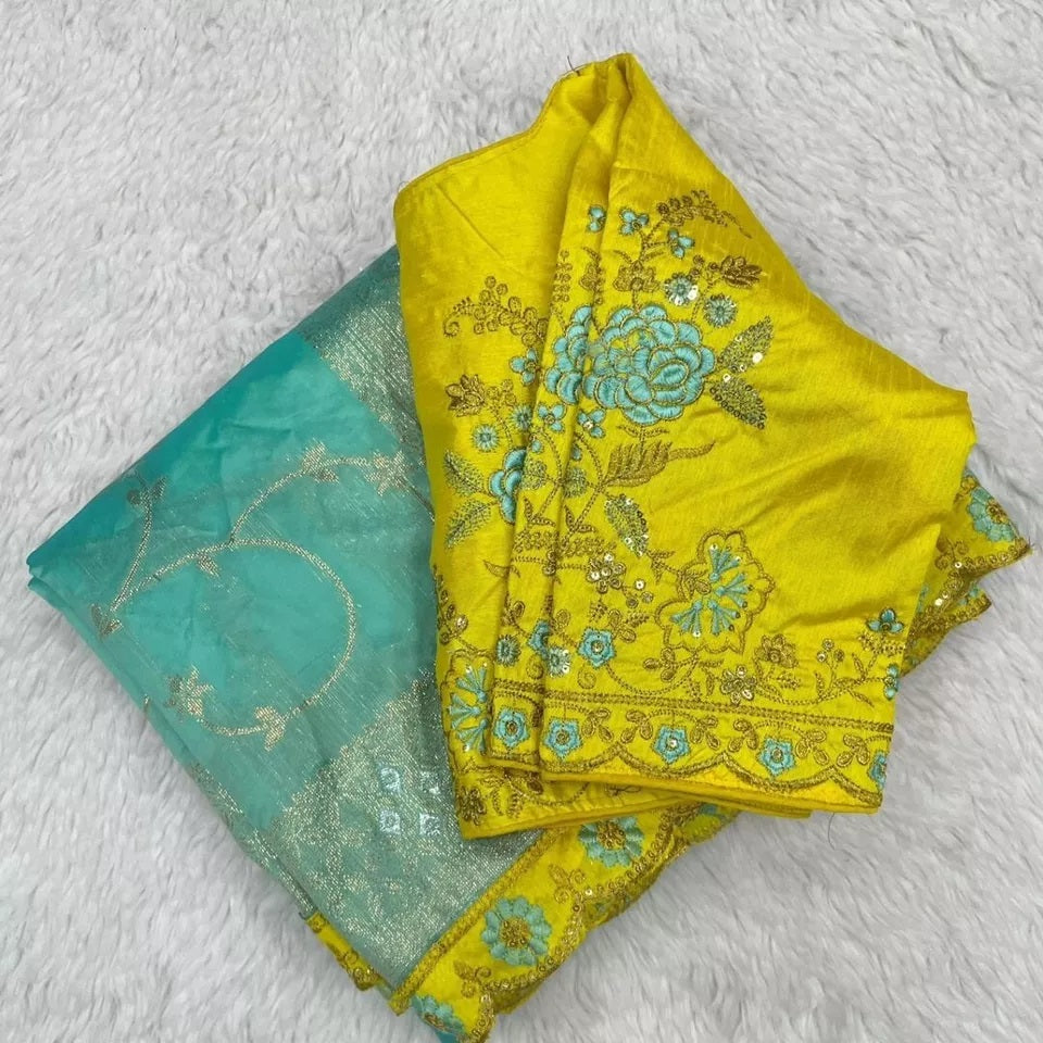 Lichi Silk With Rich Zari & Badla Zari Work Rich Embroidery Lace Saree With Blouse