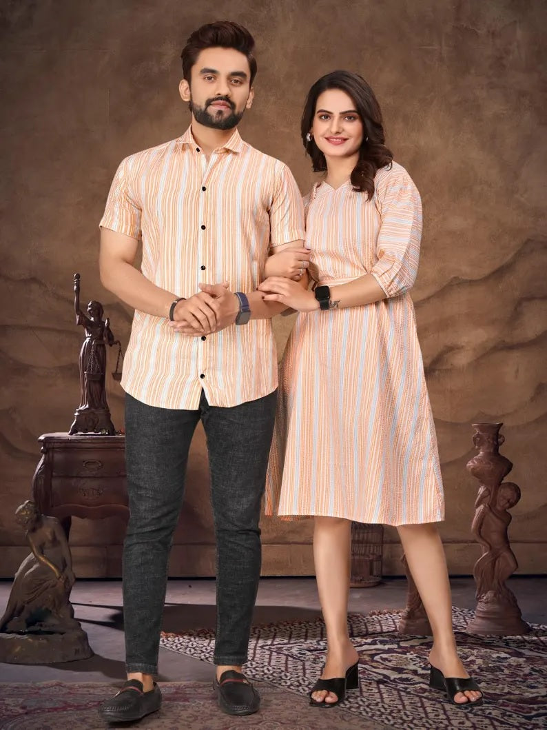 Presenting Couple Men's Shirt & Female Combo Set