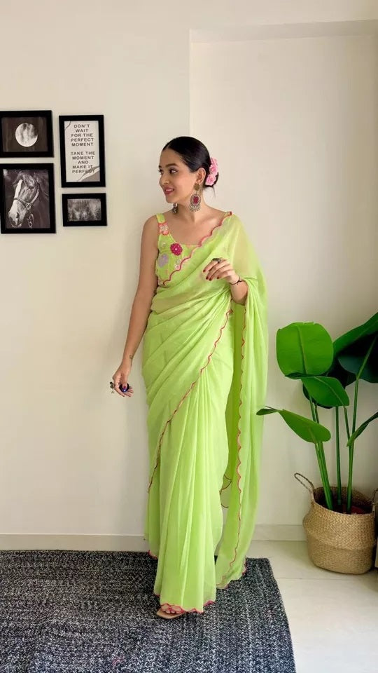 Soft Georgette Silk Saree With Blouse