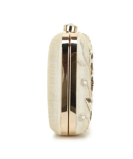 Designer Embellished Faux Silk Clutch