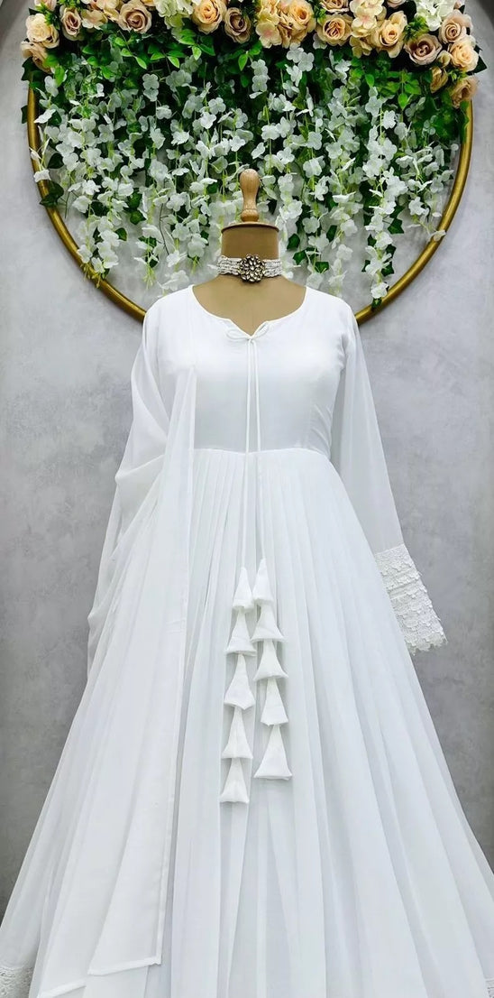 Designer Faux Georgette Long Anarkali Gown & Dupatta