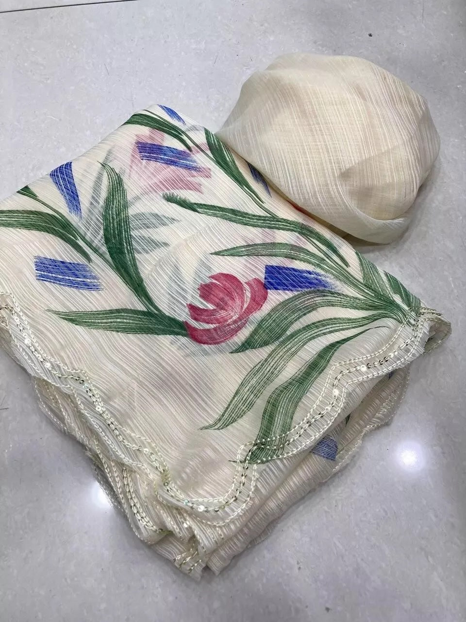 Indian Ethnic Wear Moss Chiffon Saree With Blouse, Traditional Sari