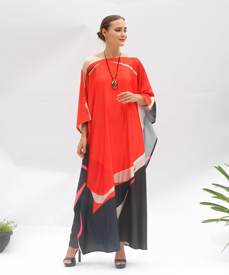 Soft Satin Silk Kaftan - Luxurious and Lightweight Lounge Women's Dress