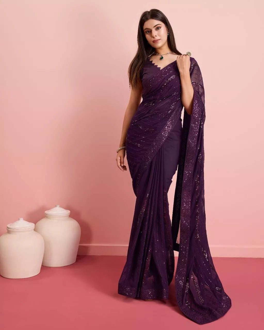 New Indian Georgette Saree,Indian Wedding Claasic Sari