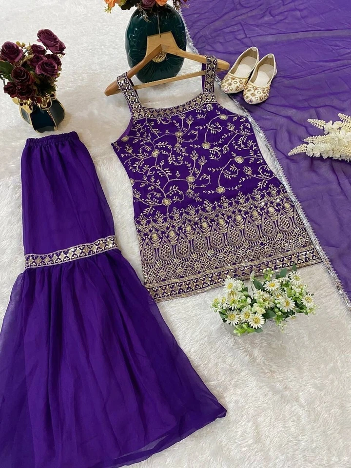 Heavy Faux Georgette Traditional Full Stitched Kurti Bottom & Dupatta Set 12-DC