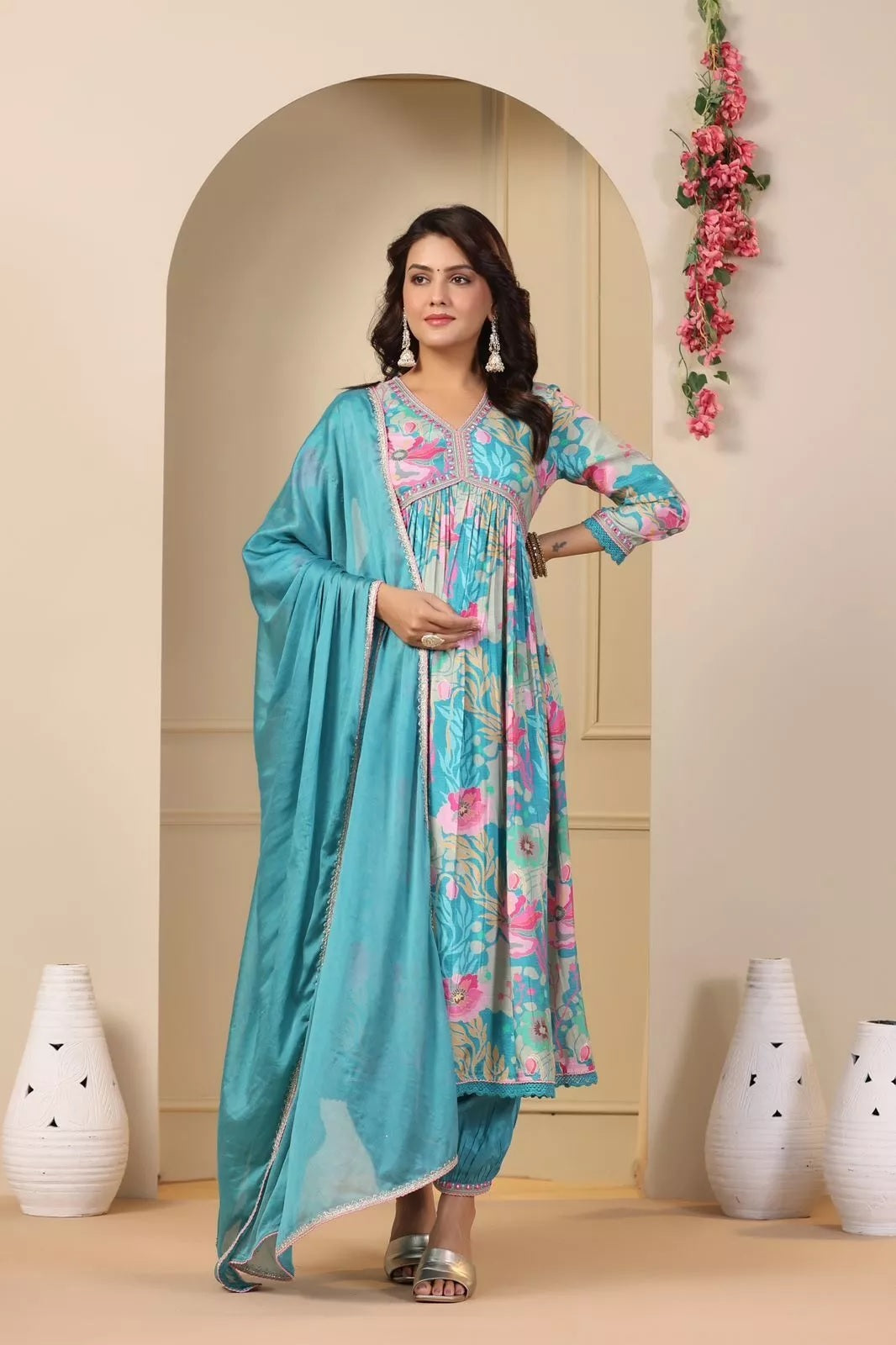 Full Stitched Muslin With Digital Print Top Pant & Dupatta