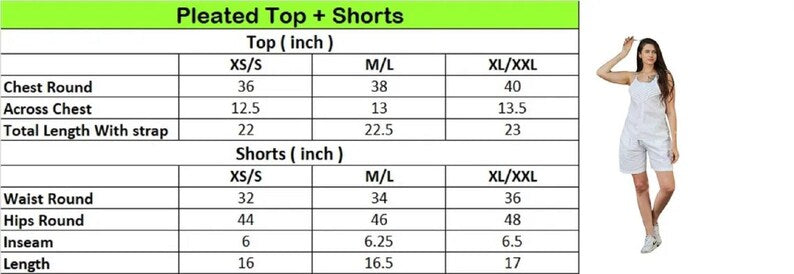 Linen Pleated Top and Shorts Set For Women