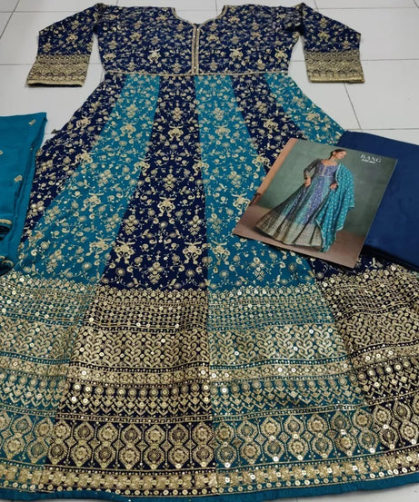 Traditional Pakistani Heavy Georgette Free Size Stitched Top Bottom Dupatta