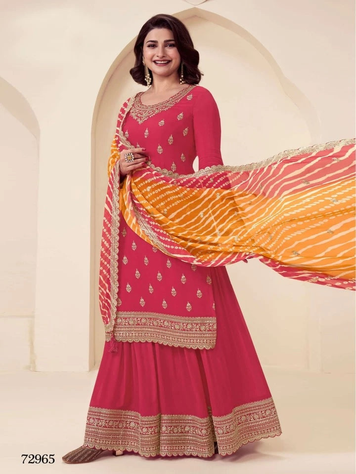 Traditional Designer Heavy Chinon , Wedding Wear Top Bottom, Dupatta