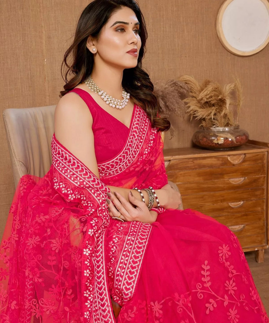 Heavy Soft Net Designer Saree,Party Wedding Classic Sari & Blouse