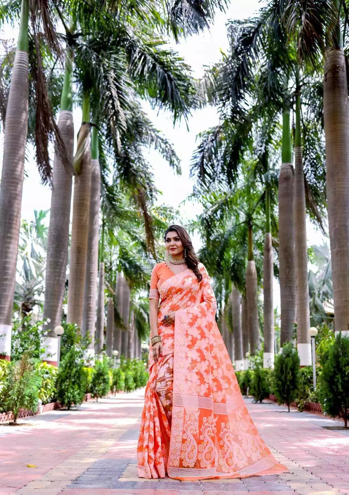 Soft Cotton Jamdani With Gold Zari Weaving Work  Sari & Blouse