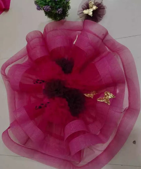 FANCY NET SILK BEADS WORK KID WEAR FROCK
