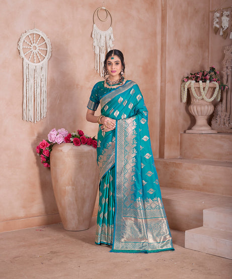 Traditional Soft Silk With Banarasi Jari Work Saree With Blouse