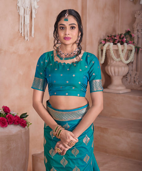 Traditional Soft Silk With Banarasi Jari Work Saree With Blouse