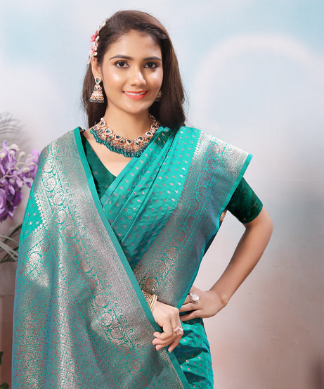 Traditional Soft Silk With Banarasi Jari Work Saree With Blouse