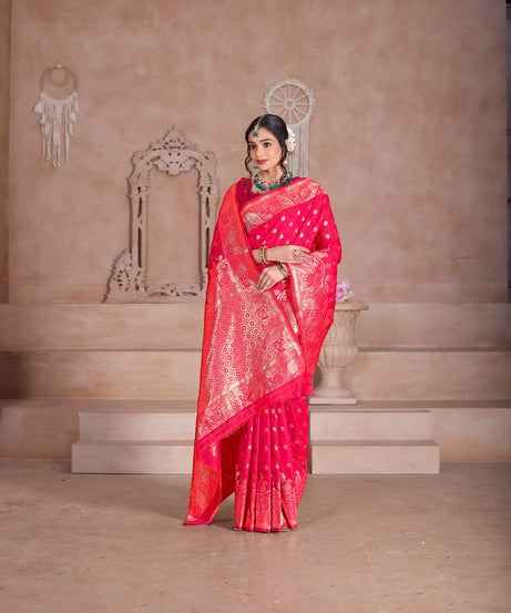 Elegant Designer Soft Silk Saree Weaving Banarasi Jari Work Sari With Blouse