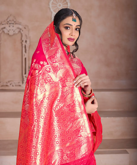 Elegant Designer Soft Silk Saree Weaving Banarasi Jari Work Sari With Blouse