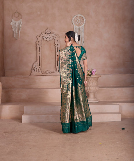 Elegant Designer Soft Silk Saree Weaving Banarasi Jari Work Sari With Blouse