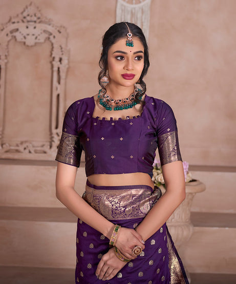 Elegant Designer Soft Silk Saree Weaving Banarasi Jari Work Sari With Blouse