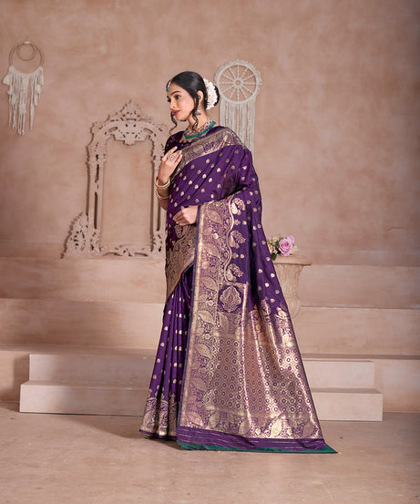 Elegant Designer Soft Silk Saree Weaving Banarasi Jari Work Sari With Blouse