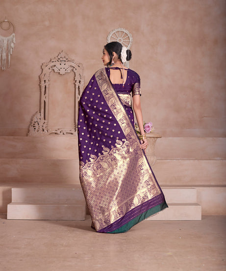 Elegant Designer Soft Silk Saree Weaving Banarasi Jari Work Sari With Blouse