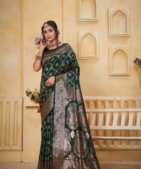 Soft Silk Saree Weaving Banarasi Jari Work Saree With Blouse