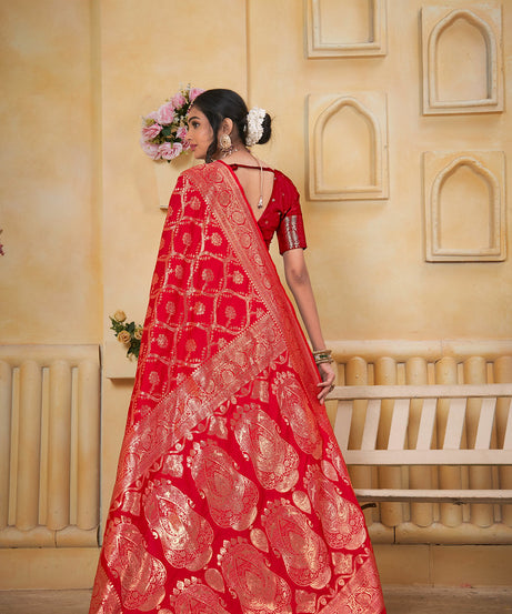 Soft Silk Saree Weaving Banarasi Jari Work Saree With Blouse
