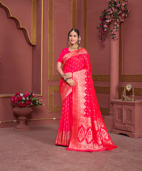 Soft Silk Banarasi Jari Work Beautiful Designer Sari With Blouse