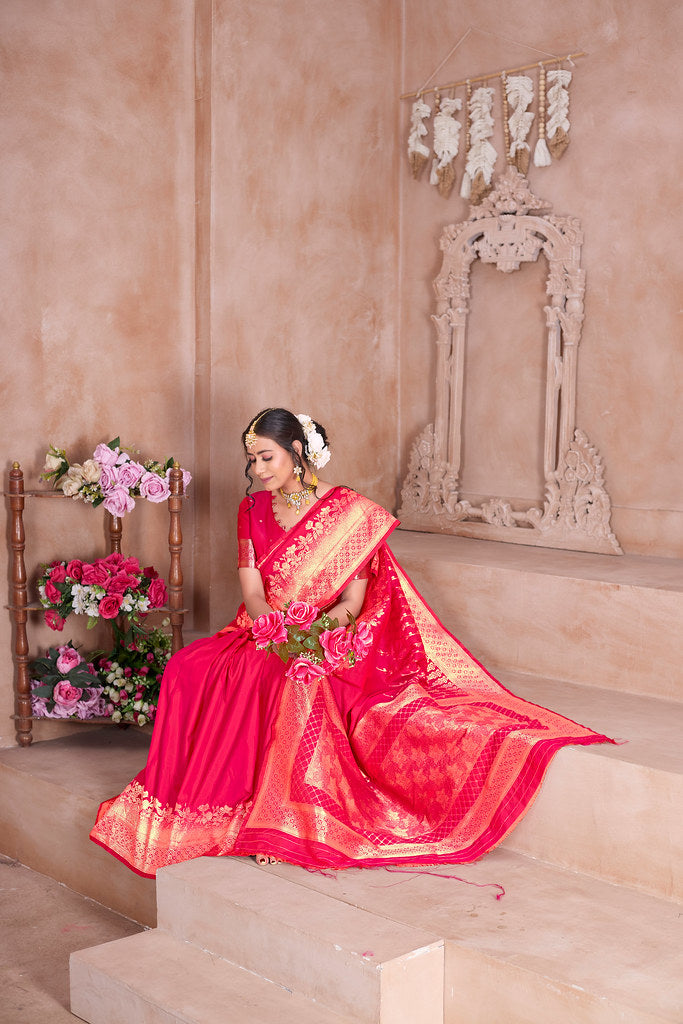 Traditional Wear Designer Soft Silk Banarasi Sari With Blouse