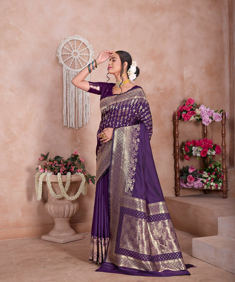 Traditional Wear Designer Soft Silk Banarasi Sari With Blouse