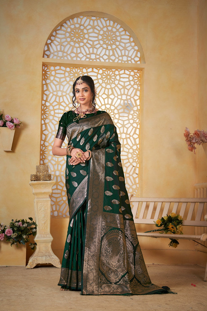 Soft Silk Saree Weaving Banarasi Jari Work Sari With Blouse