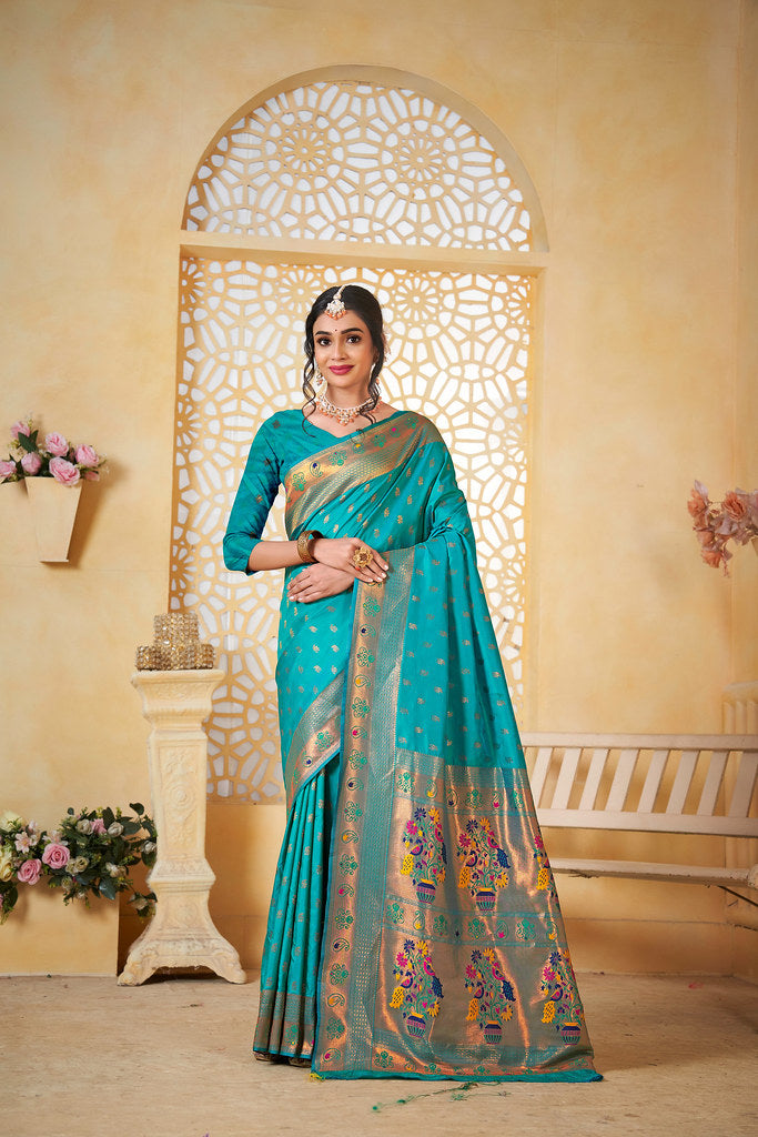 Soft Silk Saree Weaving Banarasi Jari Work Sari With Blouse