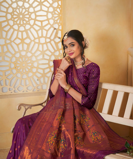 Soft Silk Saree Weaving Banarasi Jari Work Sari With Blouse