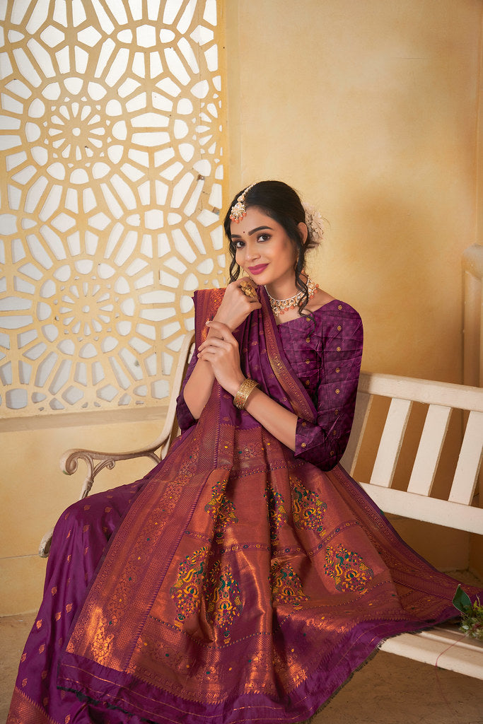 Soft Silk Saree Weaving Banarasi Jari Work Sari With Blouse
