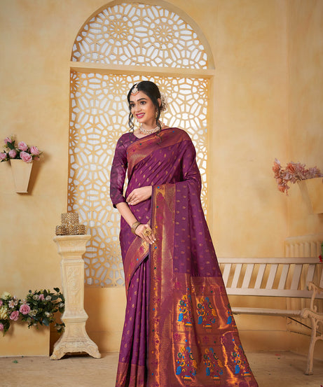 Soft Silk Saree Weaving Banarasi Jari Work Sari With Blouse