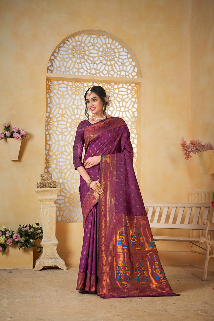 Soft Silk Saree Weaving Banarasi Jari Work Sari With Blouse