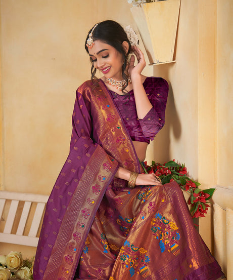 Soft Silk Saree Weaving Banarasi Jari Work Sari With Blouse