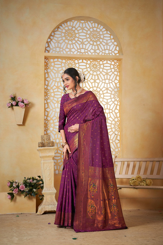 Soft Silk Saree Weaving Banarasi Jari Work Sari With Blouse