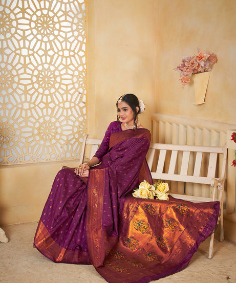 Soft Silk Saree Weaving Banarasi Jari Work Sari With Blouse