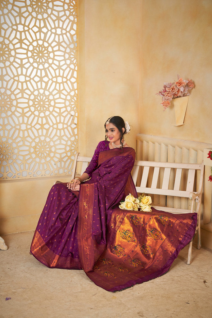 Soft Silk Saree Weaving Banarasi Jari Work Sari With Blouse