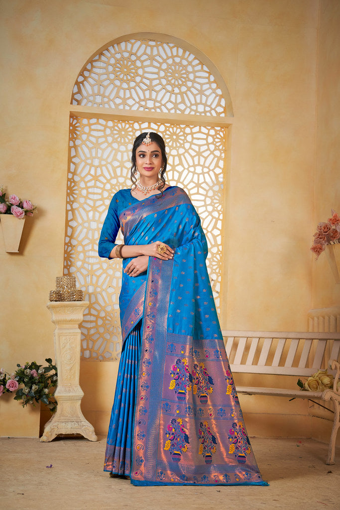 Soft Silk Saree Weaving Banarasi Jari Work Sari With Blouse
