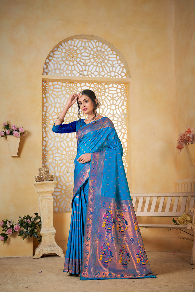 Soft Silk Saree Weaving Banarasi Jari Work Sari With Blouse
