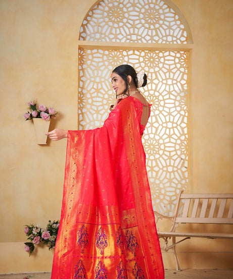 Soft Silk Saree Weaving Banarasi Jari Work Traditional Sari With Blouse