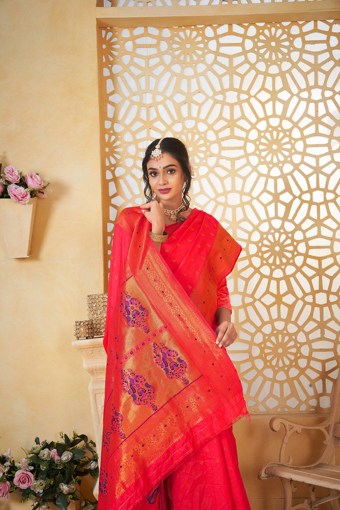 Soft Silk Saree Weaving Banarasi Jari Work Traditional Sari With Blouse