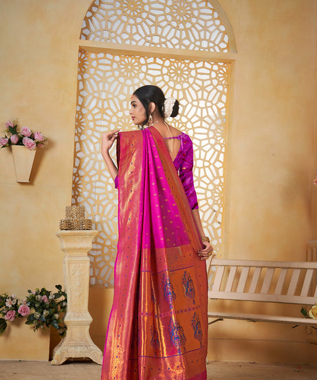 Soft Silk Saree Weaving Banarasi Jari Work Traditional Sari With Blouse