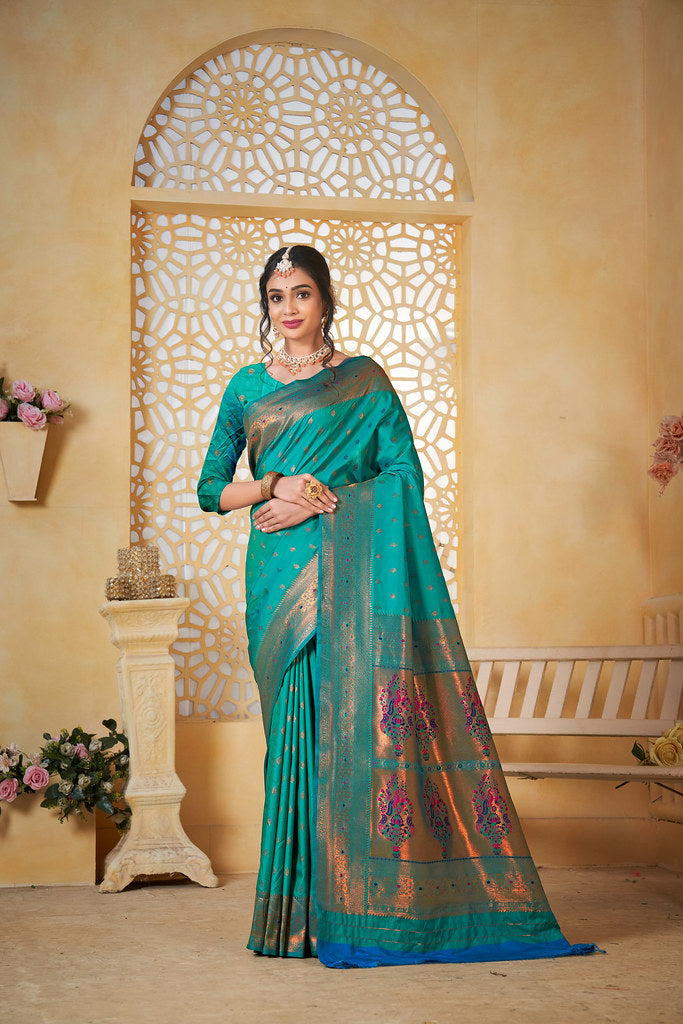 Soft Silk Saree Weaving Banarasi Jari Work Traditional Sari With Blouse