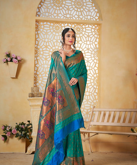 Soft Silk Saree Weaving Banarasi Jari Work Traditional Sari With Blouse